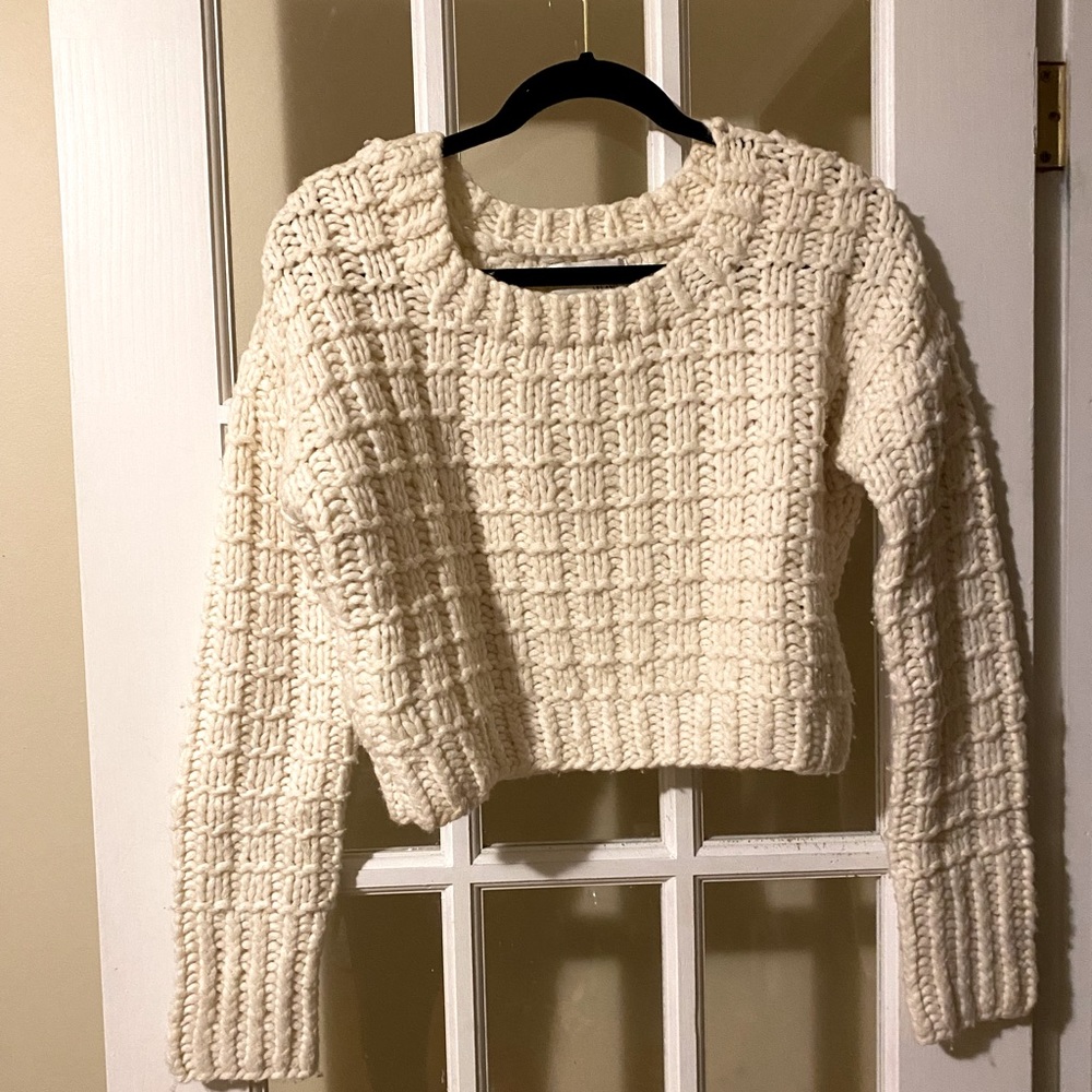 JOA Chunky knit cropped sweater (cream)
